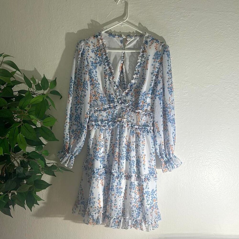 Women's White and Blue Dress